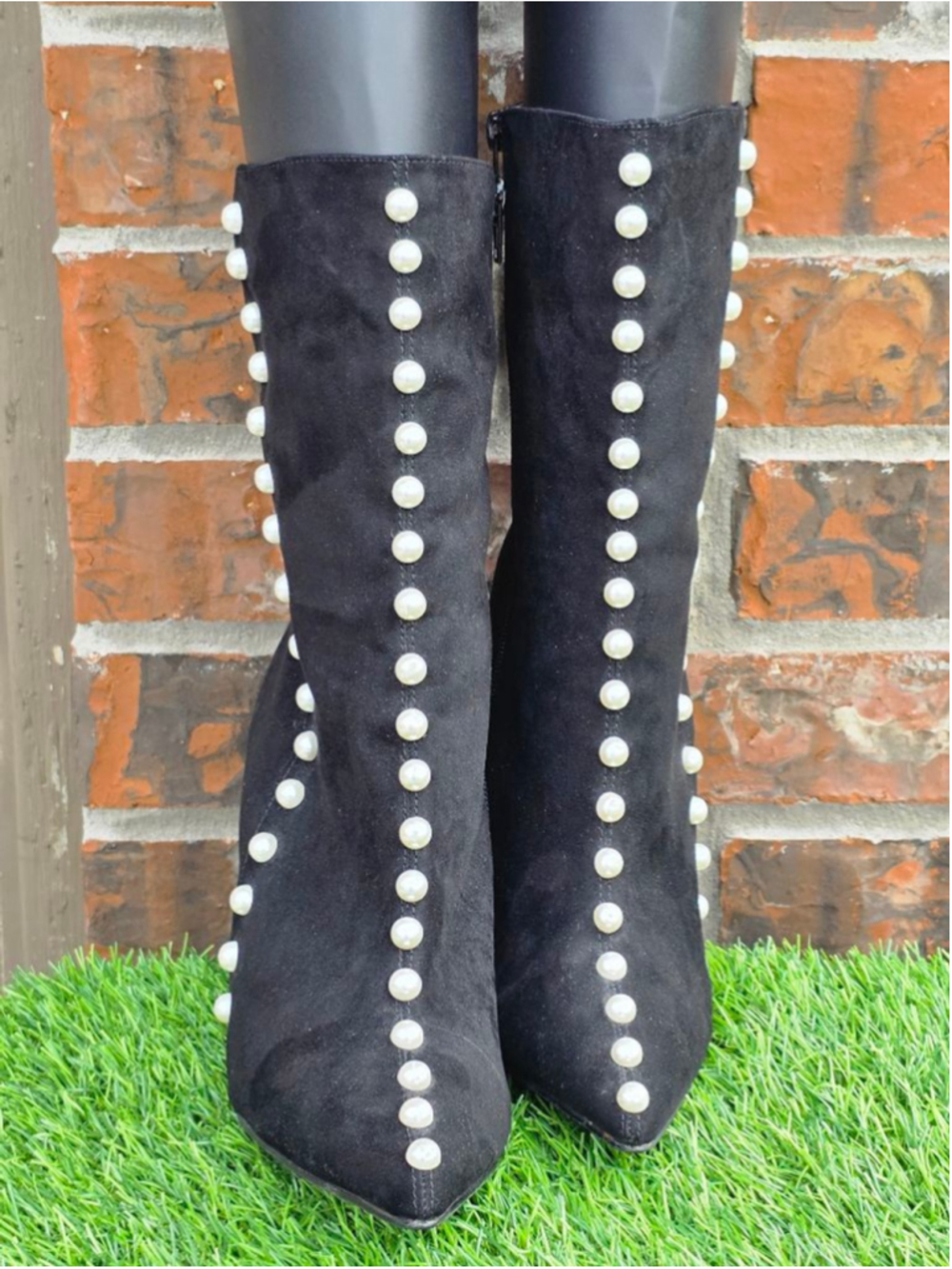 Penny Loves Kenny Black Pearl Heeled Boots Woman's Size 10 - Picture 3 of 8